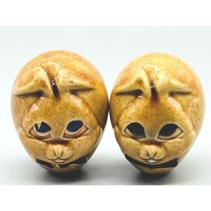 Vintage Ceramic Egg Shaped Easter Bunny 1970s Hand Made 2.75 inch Decor